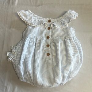 Tommy Bahama - Striped Baby Romper with Ruffle Collar